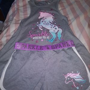 Girls 7/8 Wonderkids Unicorn Short Set nwot